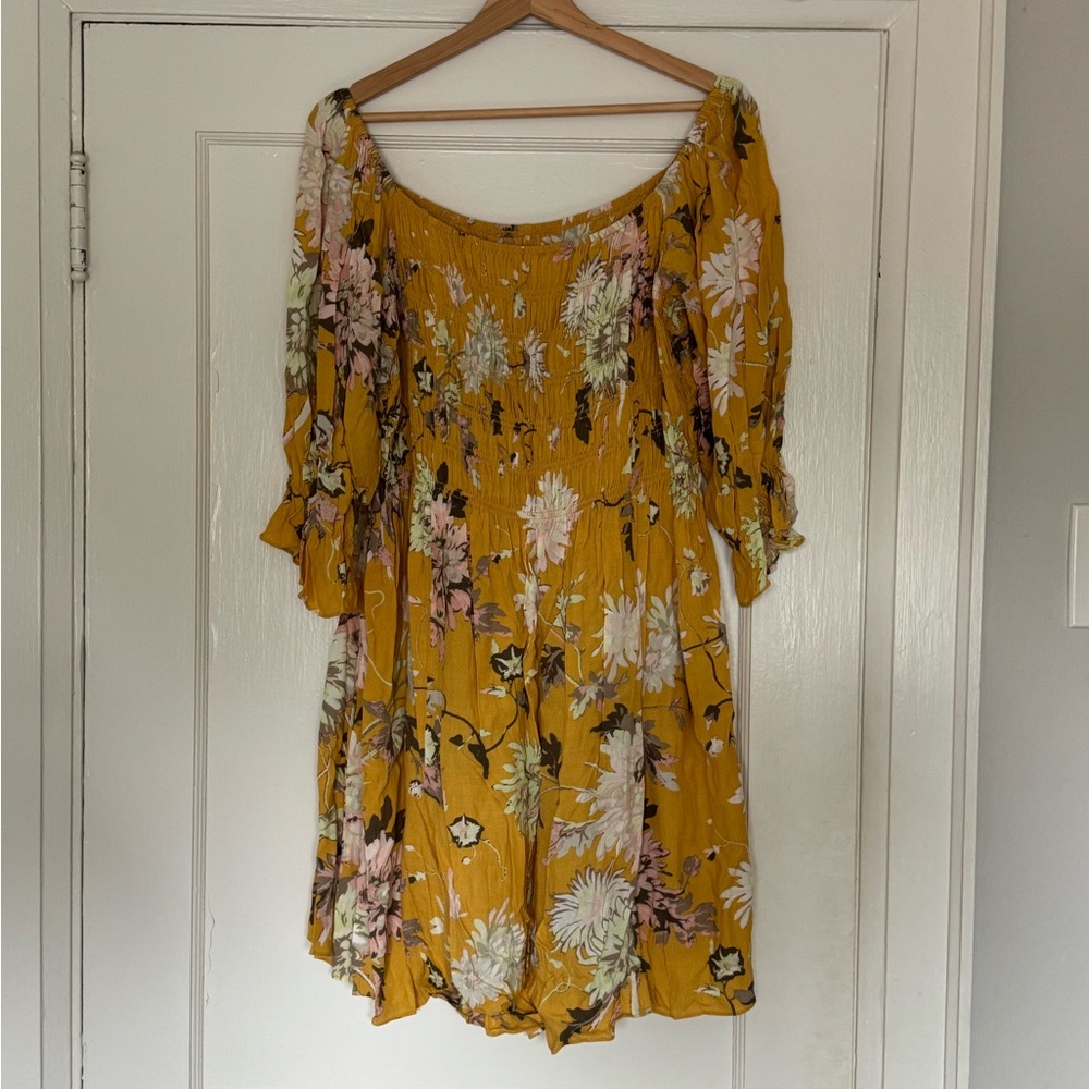 H&M Floral Yellow Puff Sleeve Dress